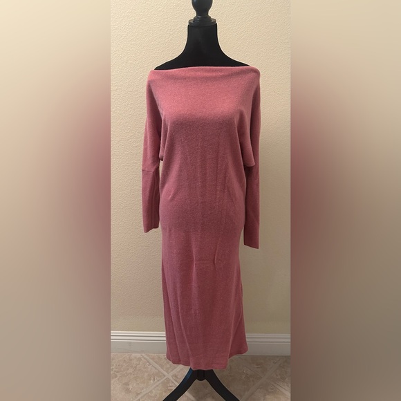 SOUVENIR- pink sweater half sleeve dress 80%POLYESTER 15%VISCOSA 5 %ELASTANE - Picture 3 of 8